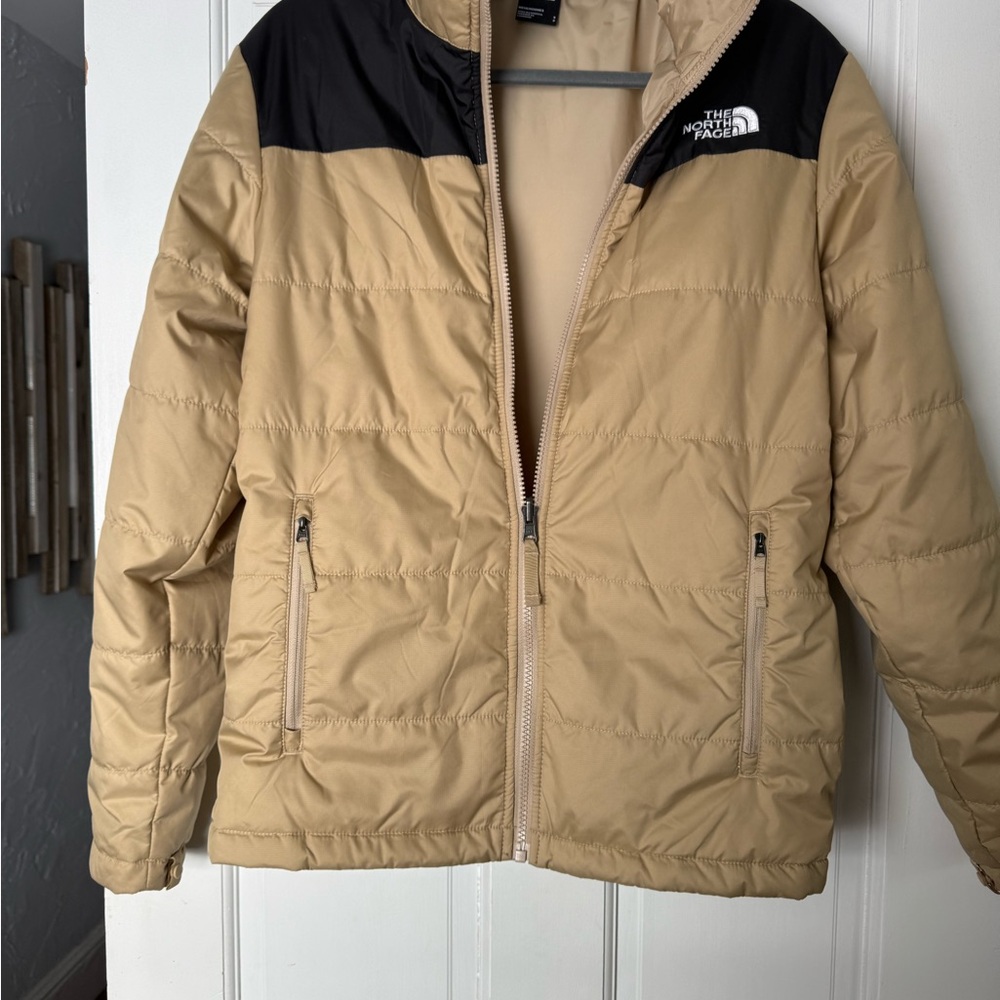 The North Face Men's Beige and Black Puffer Jacket